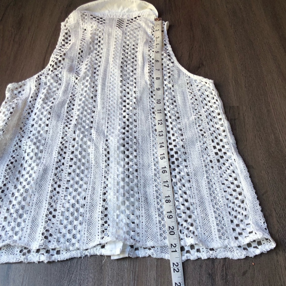 Zara Crochet Collared Top White Size S Retro 60s Mod Layer Tennis Prep Retro Fun - Picture 5 of 6